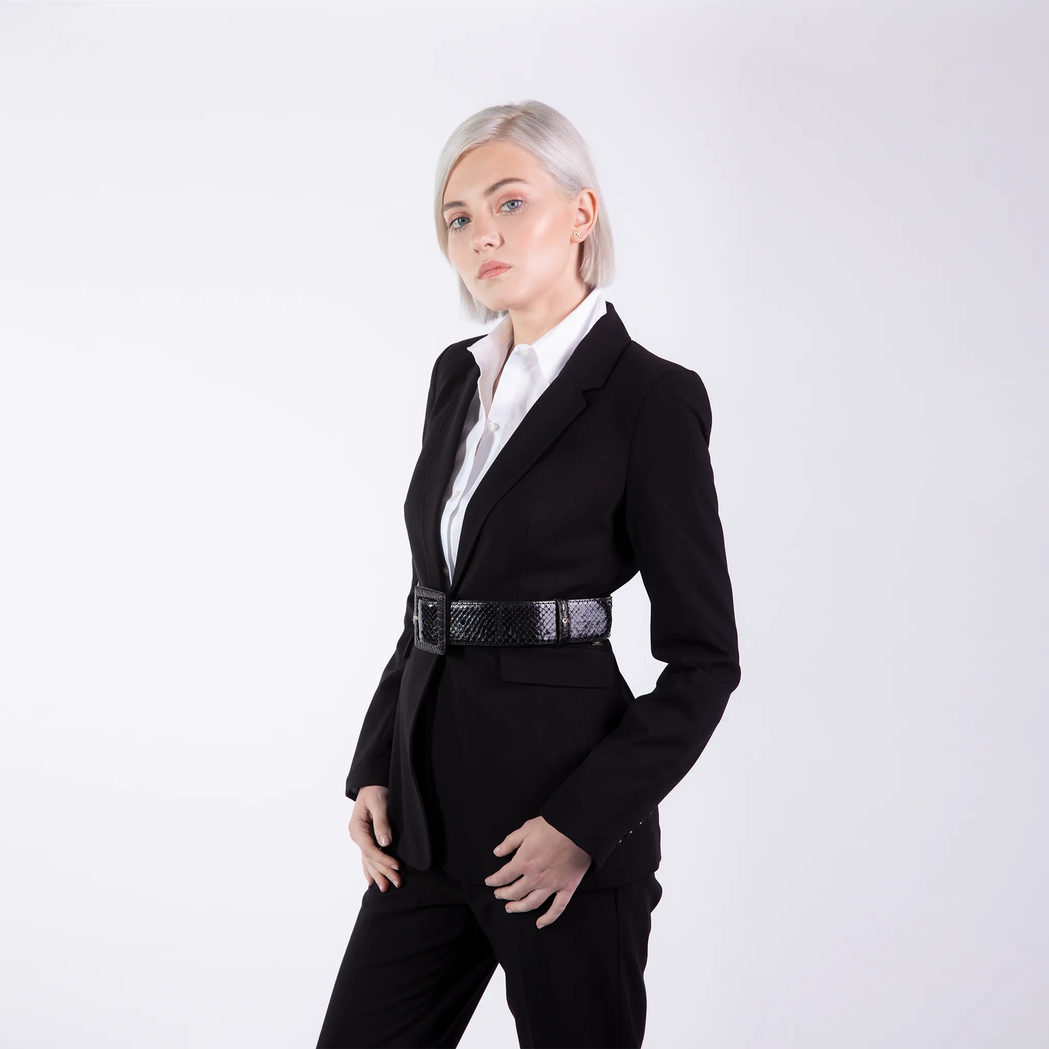 CA Hampton Black Python Couture waist belt