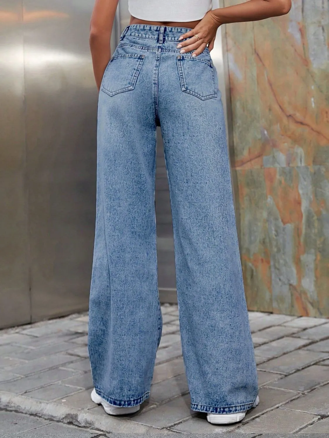 Camila Distressed Wide Leg Jeans