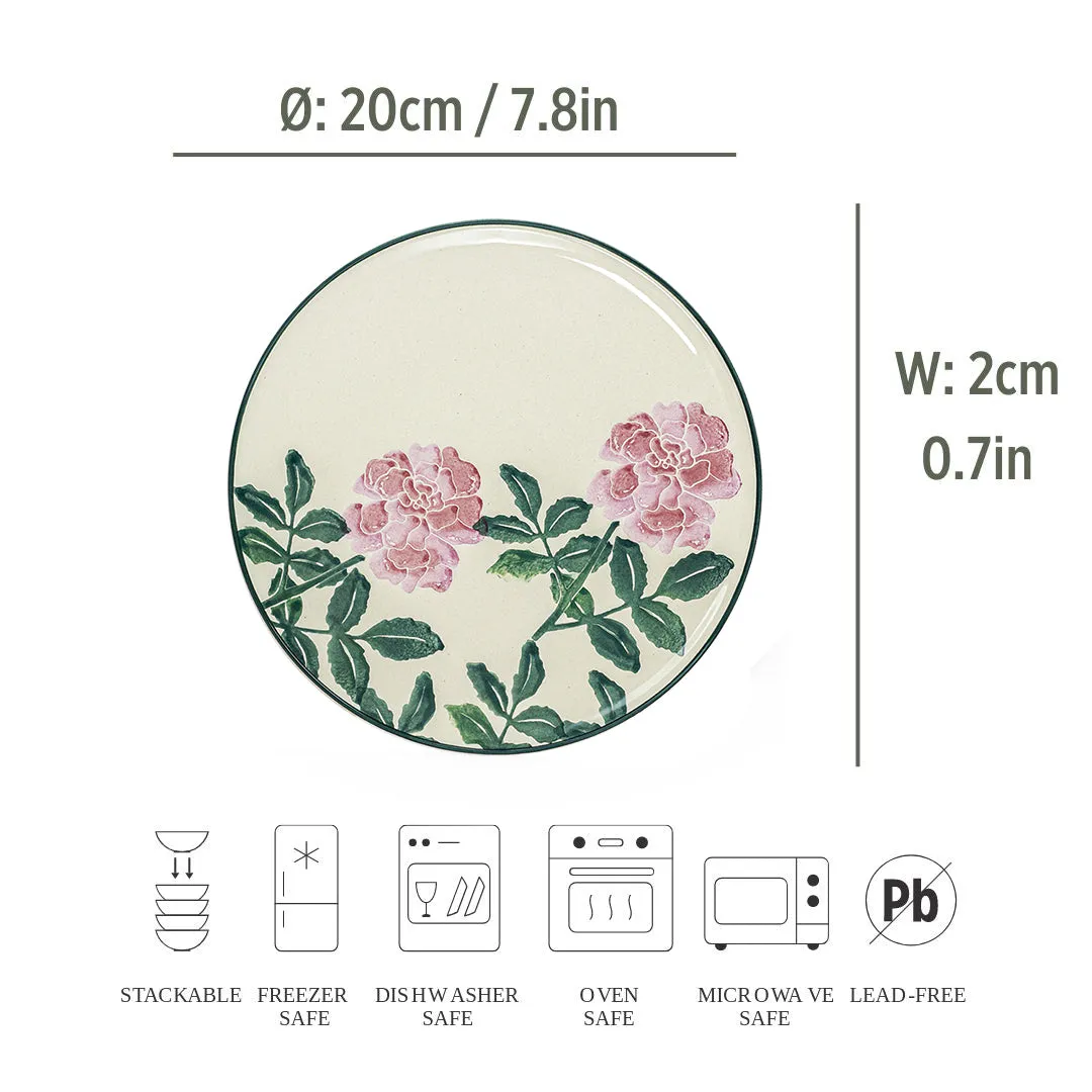 Ceramic Side Plate Nature Floral Pink 20cm