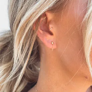 Chain Earrings - Ball Stud Earrings With Chain