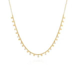 Circle Charm and Pearl Necklace
