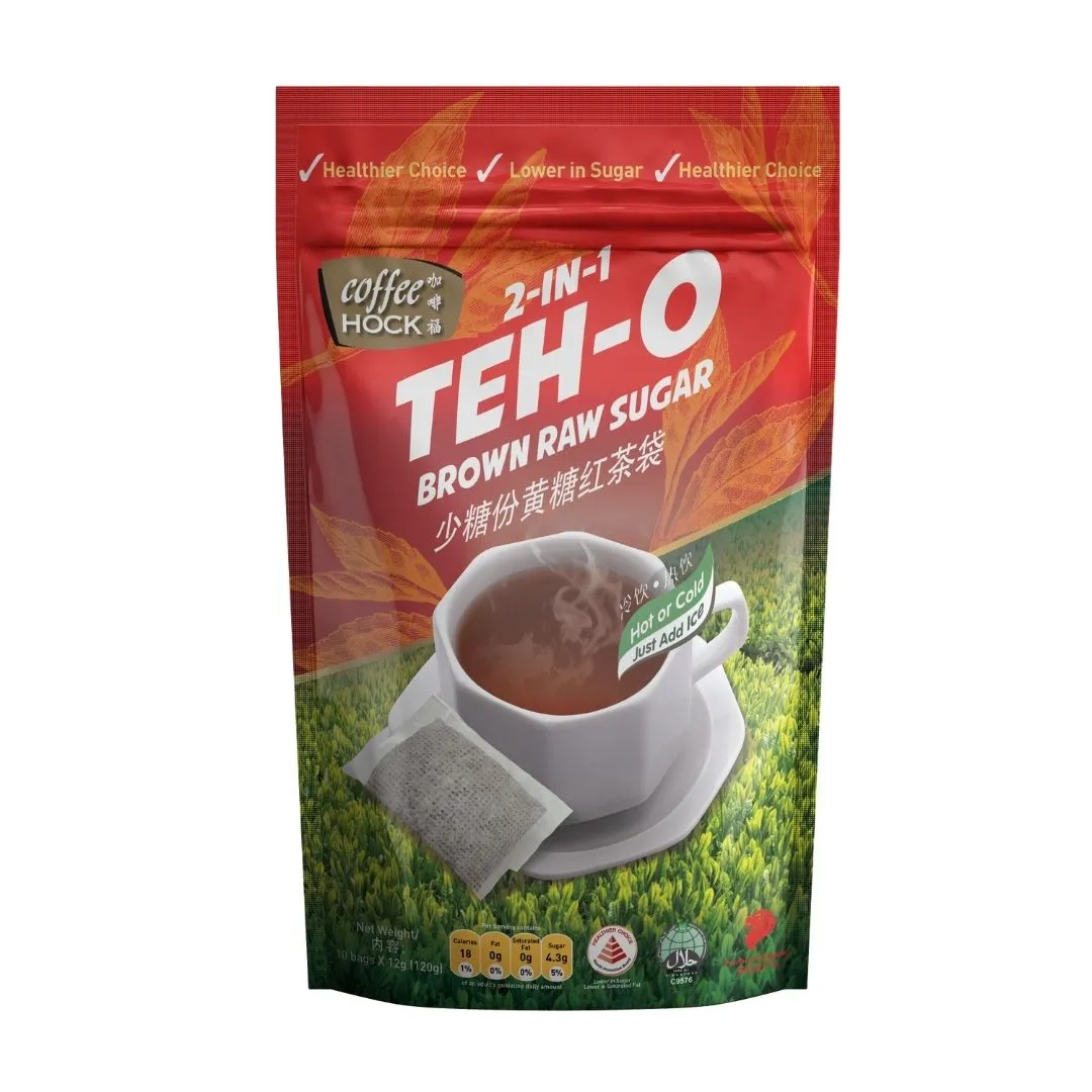 Coffeehock 2in1 Less Sugar Teh-O Ceylon Teabag with Brown Raw Sugar 10's