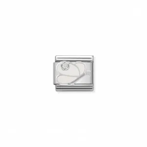 Composable Classic Link white Butterfly in Enamel and Stone
