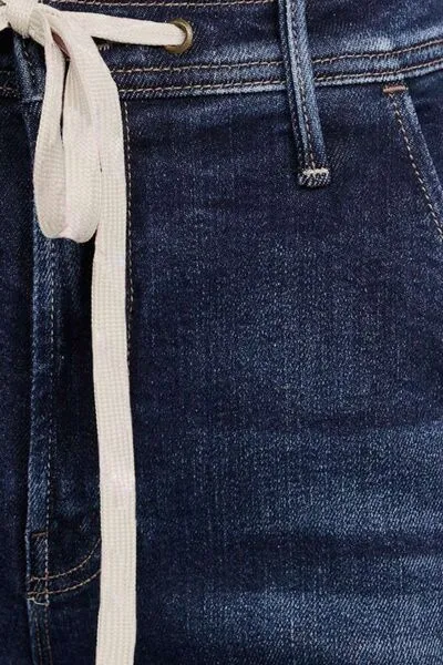 Contrast Drawstring Wide Leg Jeans
