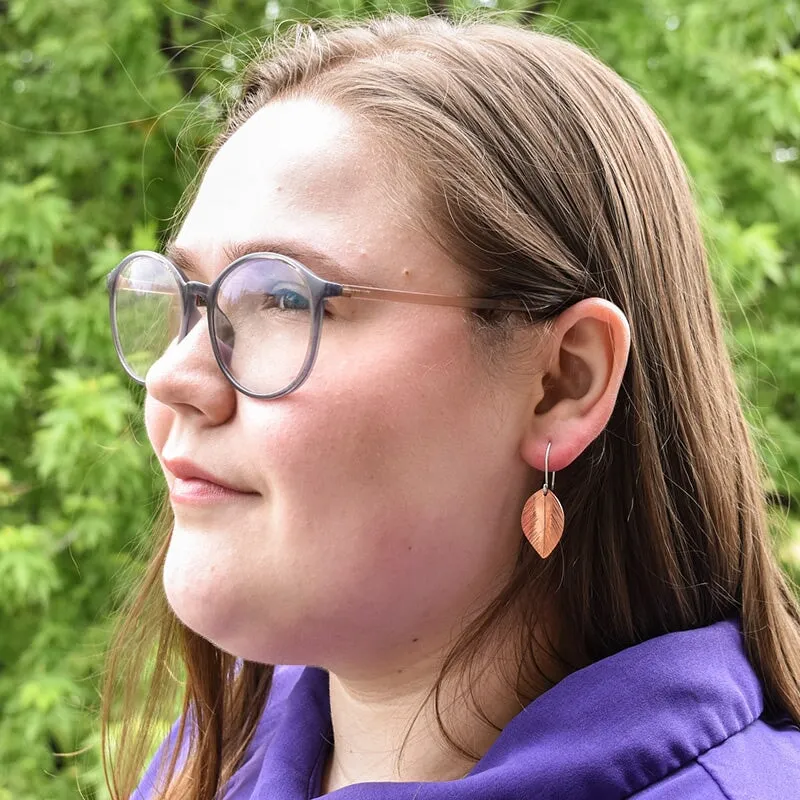 Copper Dogwood Leaf Earrings