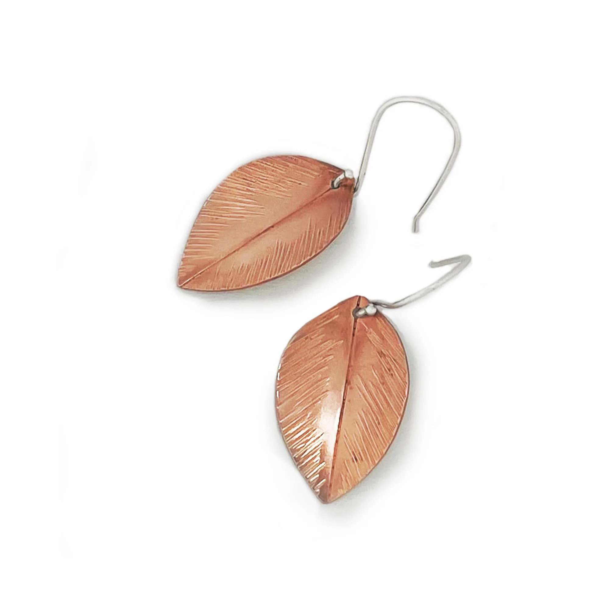 Copper Dogwood Leaf Earrings
