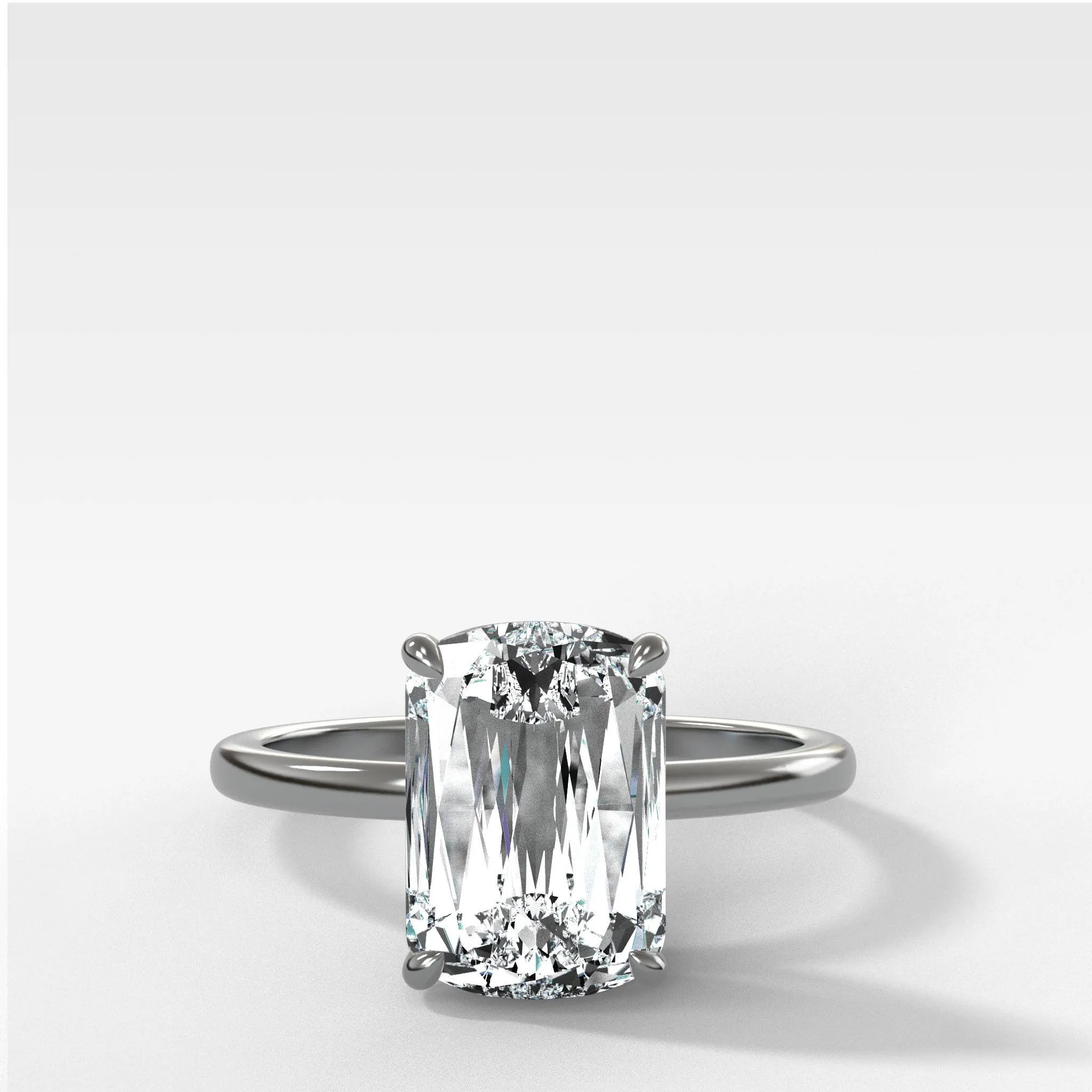Crescent Solitaire Engagement Ring With Crisscut® Cushion Cut Diamond