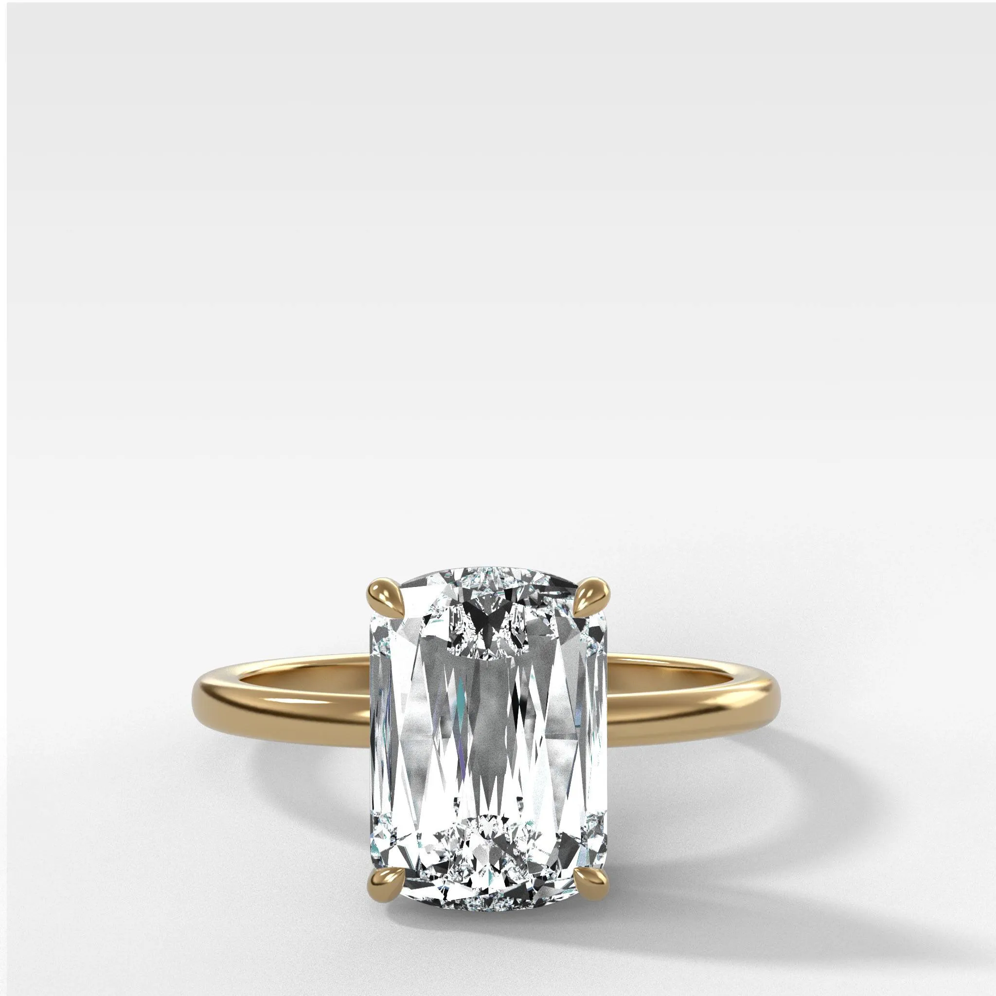 Crescent Solitaire Engagement Ring With Crisscut® Cushion Cut Diamond