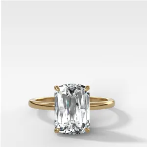 Crescent Solitaire Engagement Ring With Crisscut® Cushion Cut Diamond