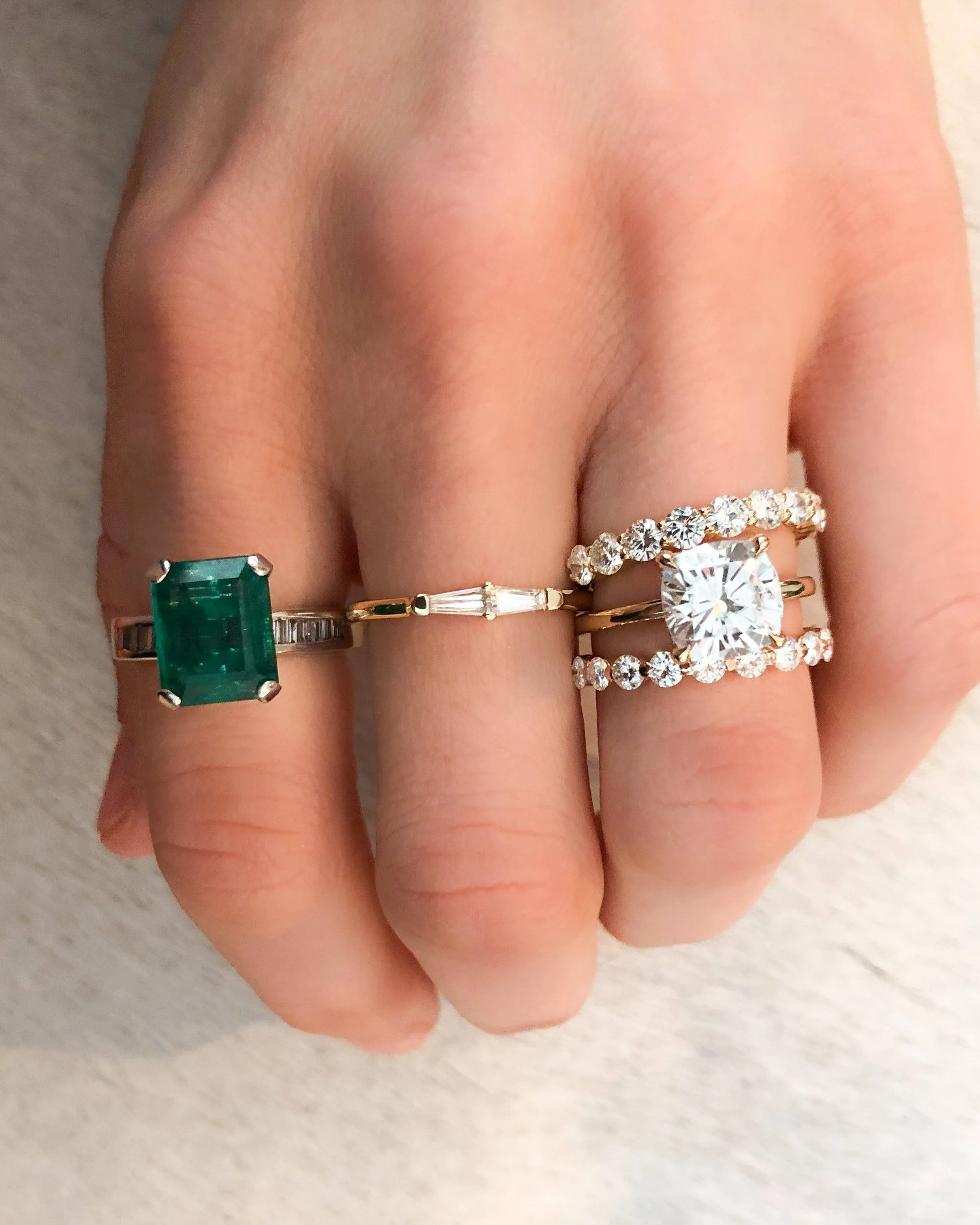 Crescent Solitaire Engagement Ring With Cushion Cut Diamond