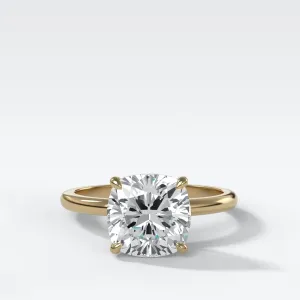 Crescent Solitaire Engagement Ring With Cushion Cut Diamond