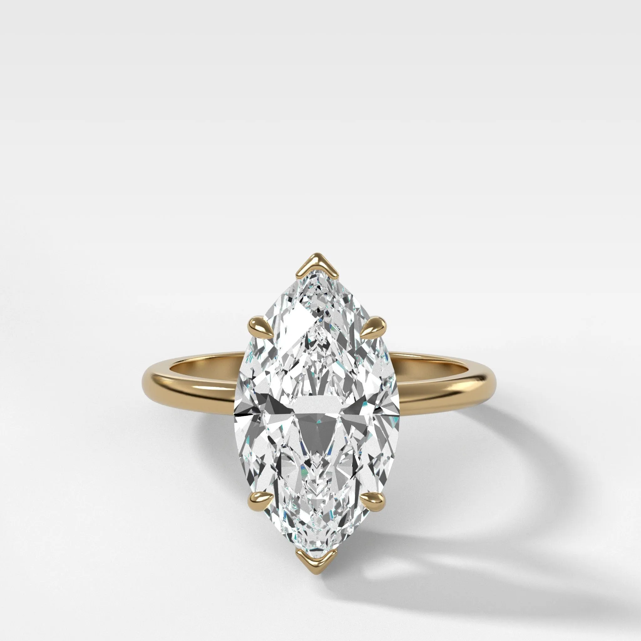 Crescent Solitaire Engagement Ring With Marquise Cut Diamond (North South)
