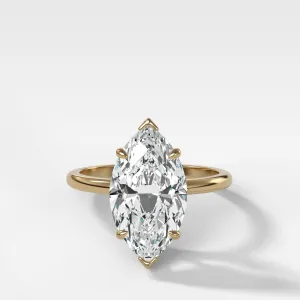 Crescent Solitaire Engagement Ring With Marquise Cut Diamond (North South)