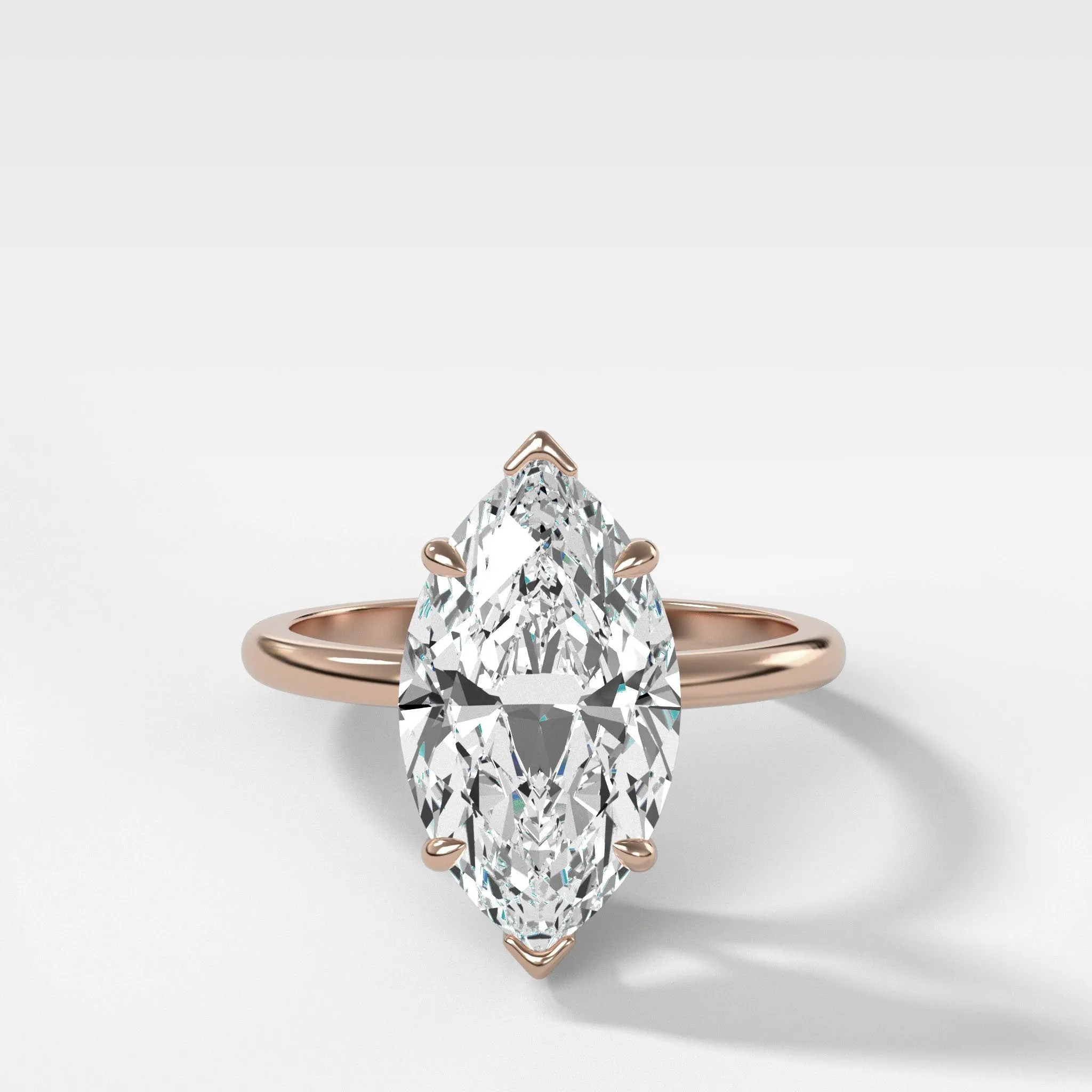 Crescent Solitaire Engagement Ring With Marquise Cut Diamond (North South)