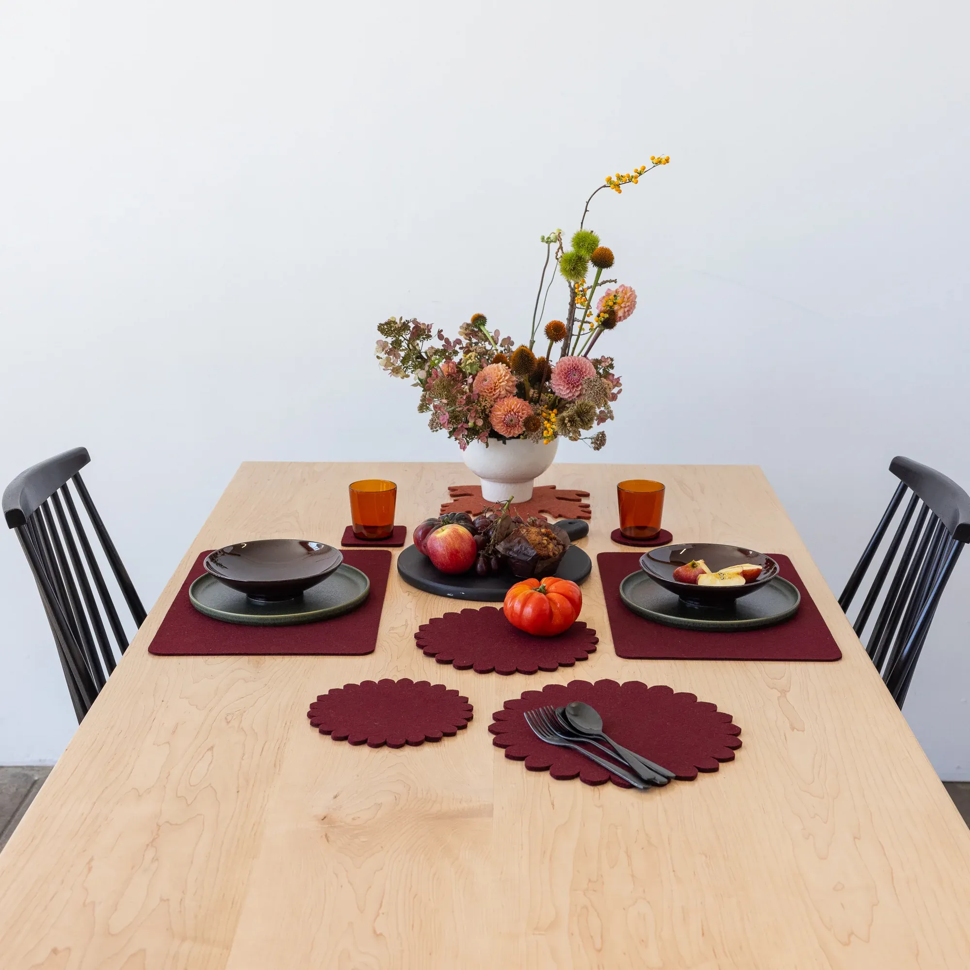 Crest Merino Wool Trivet 8" - Burgundy