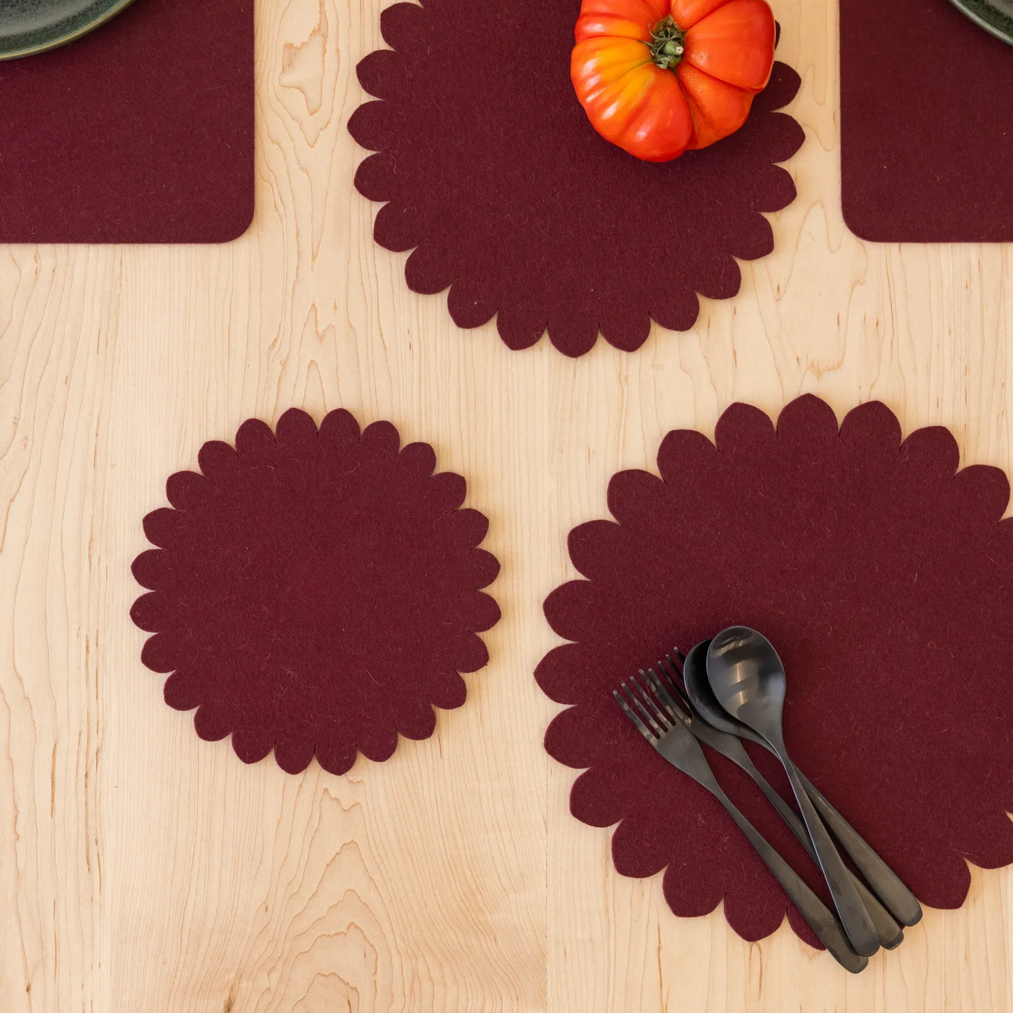 Crest Merino Wool Trivet 8" - Burgundy
