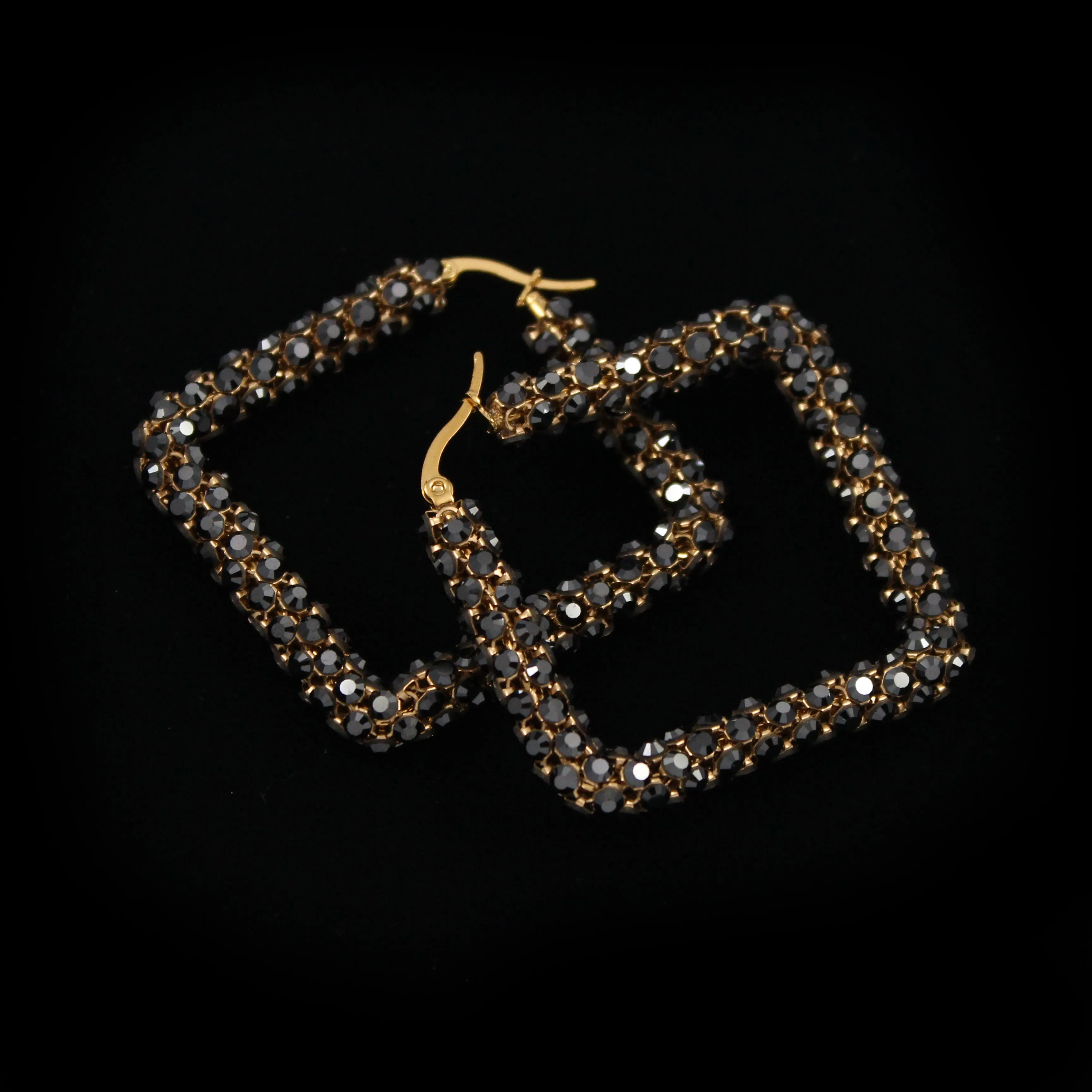 Crystal Mesh Small Square Hoop Earring