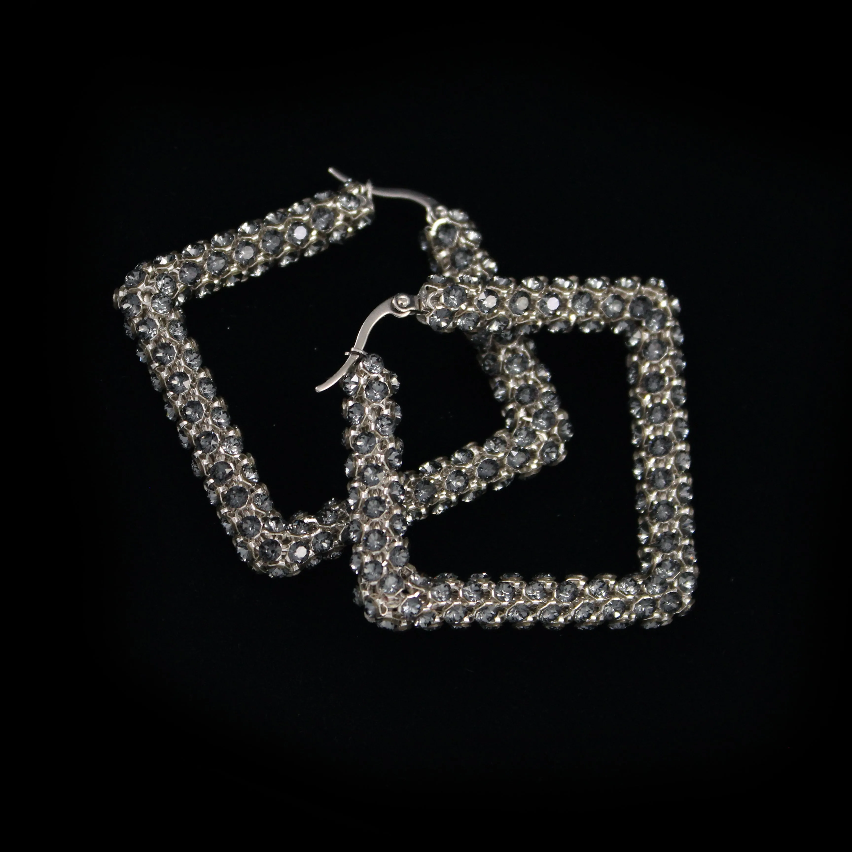 Crystal Mesh Small Square Hoop Earring
