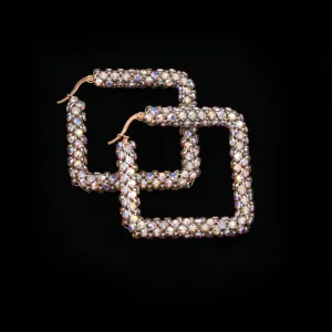 Crystal Mesh Small Square Hoop Earring