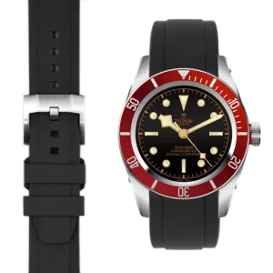 Curved End Rubber Strap for Tudor Heritage Black Bay with Tang Buckle