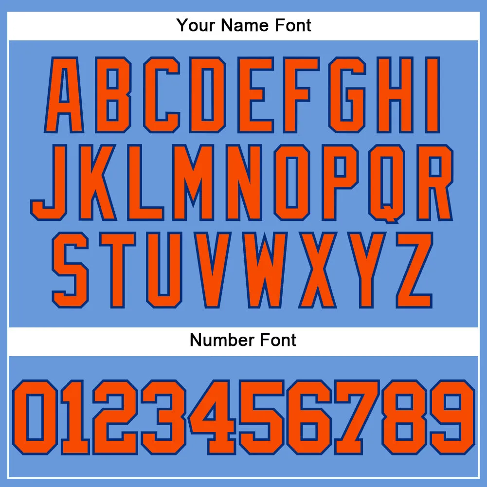 Custom Light Blue Orange-Royal Mesh Authentic Throwback Baseball Jersey