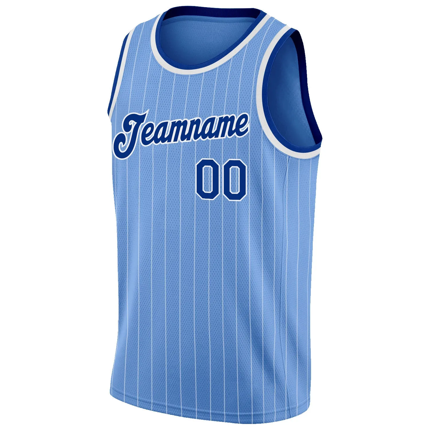 Custom Light Blue White Pinstripe Royal-White Authentic Throwback Basketball Jersey