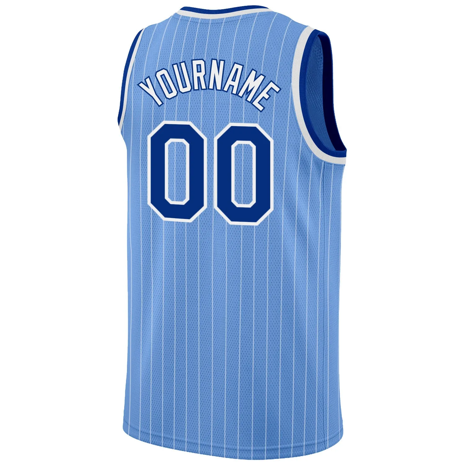 Custom Light Blue White Pinstripe Royal-White Authentic Throwback Basketball Jersey