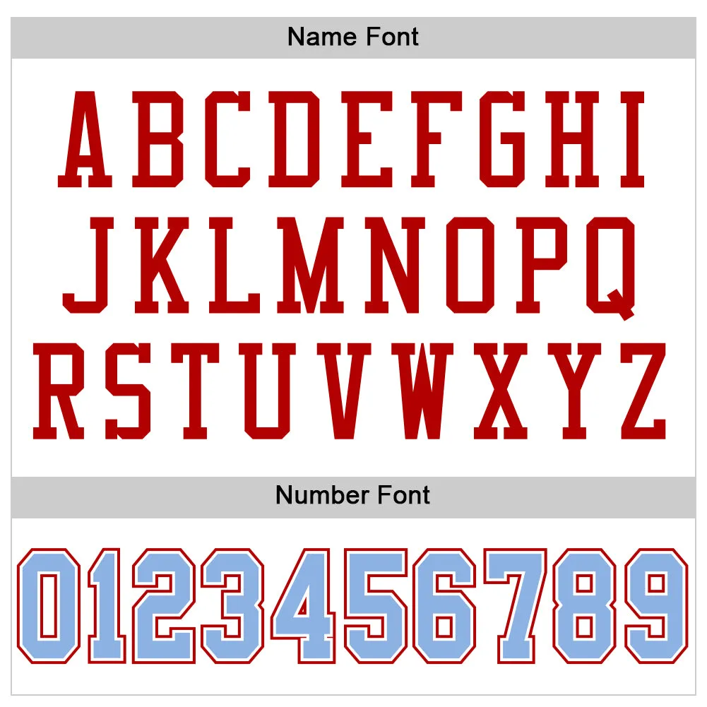 Custom White Light Blue-Red Mesh Authentic Football Jersey