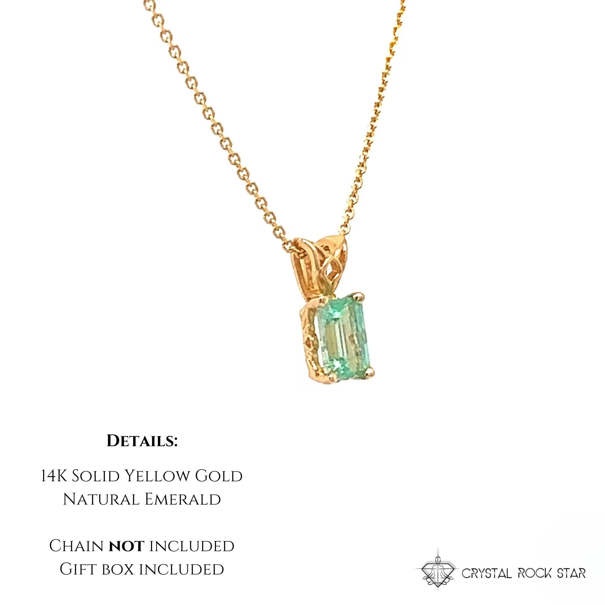 Dainty Emerald Pendant 14K Gold Dainty Charm