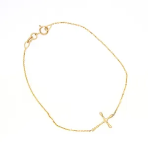 Dainty Gold Sideways Cross Bracelet