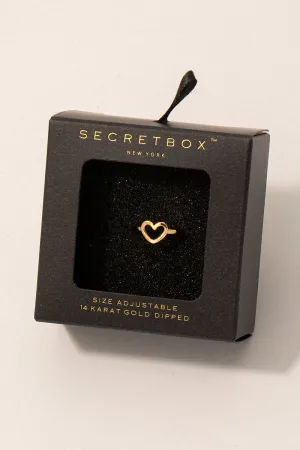 Dainty Hollow Heart Ring Box in Gold