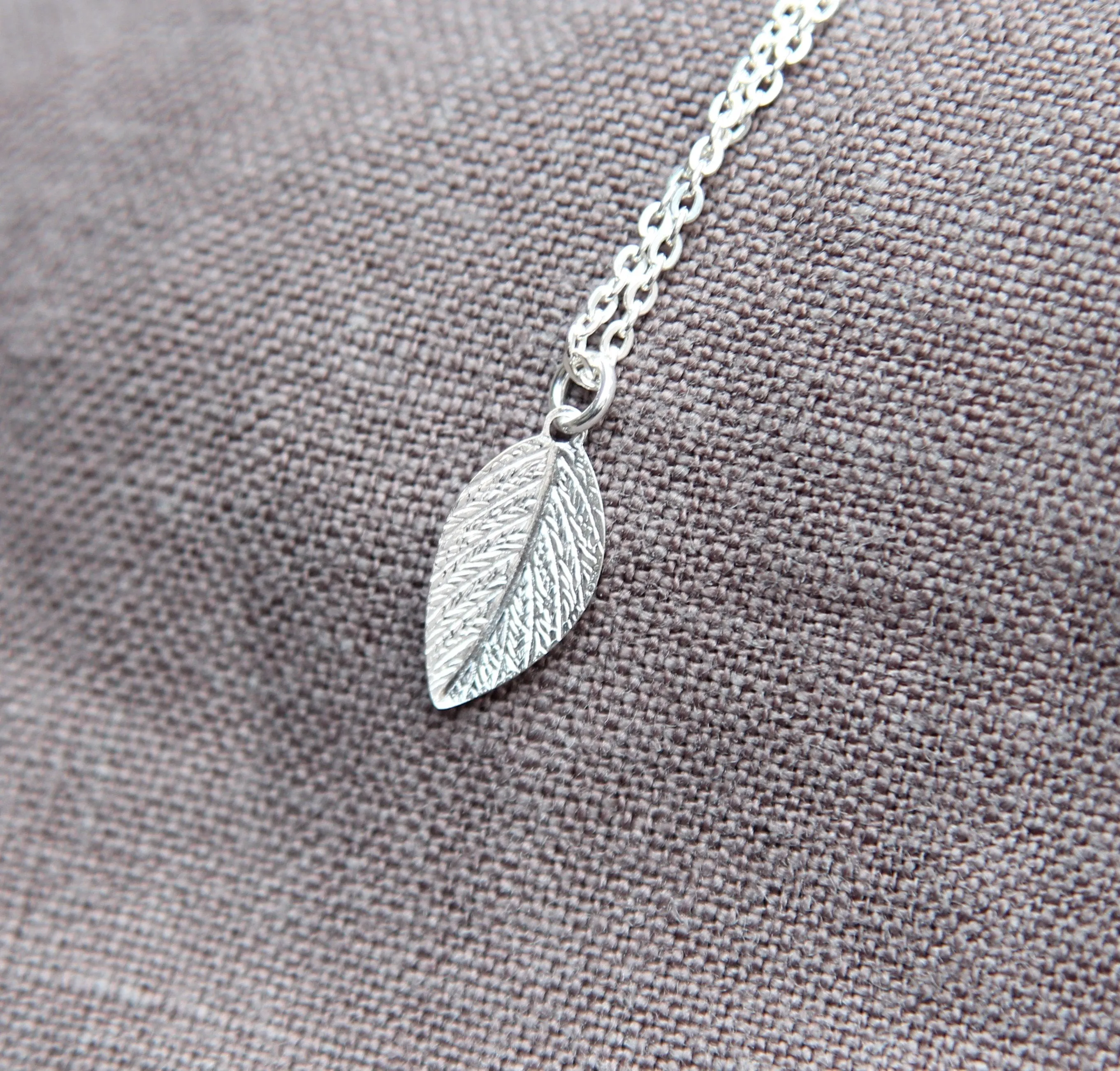 Dainty Silver Leaf Necklace, Minimal Nature Inspired Jewelry