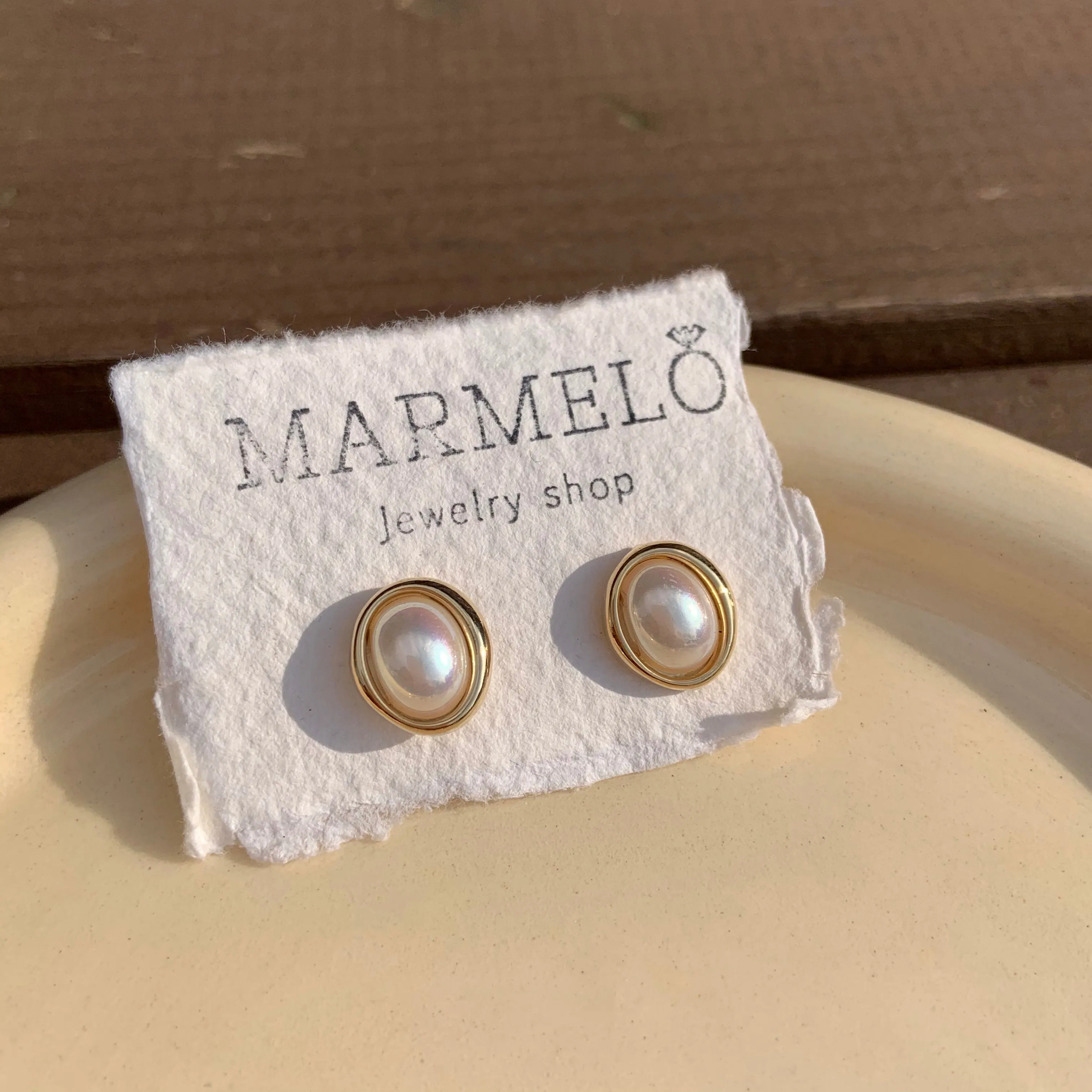 Dainty Simple Oval Shape Mini Stud Earrings - Pearl, Ivory, Green, Brown