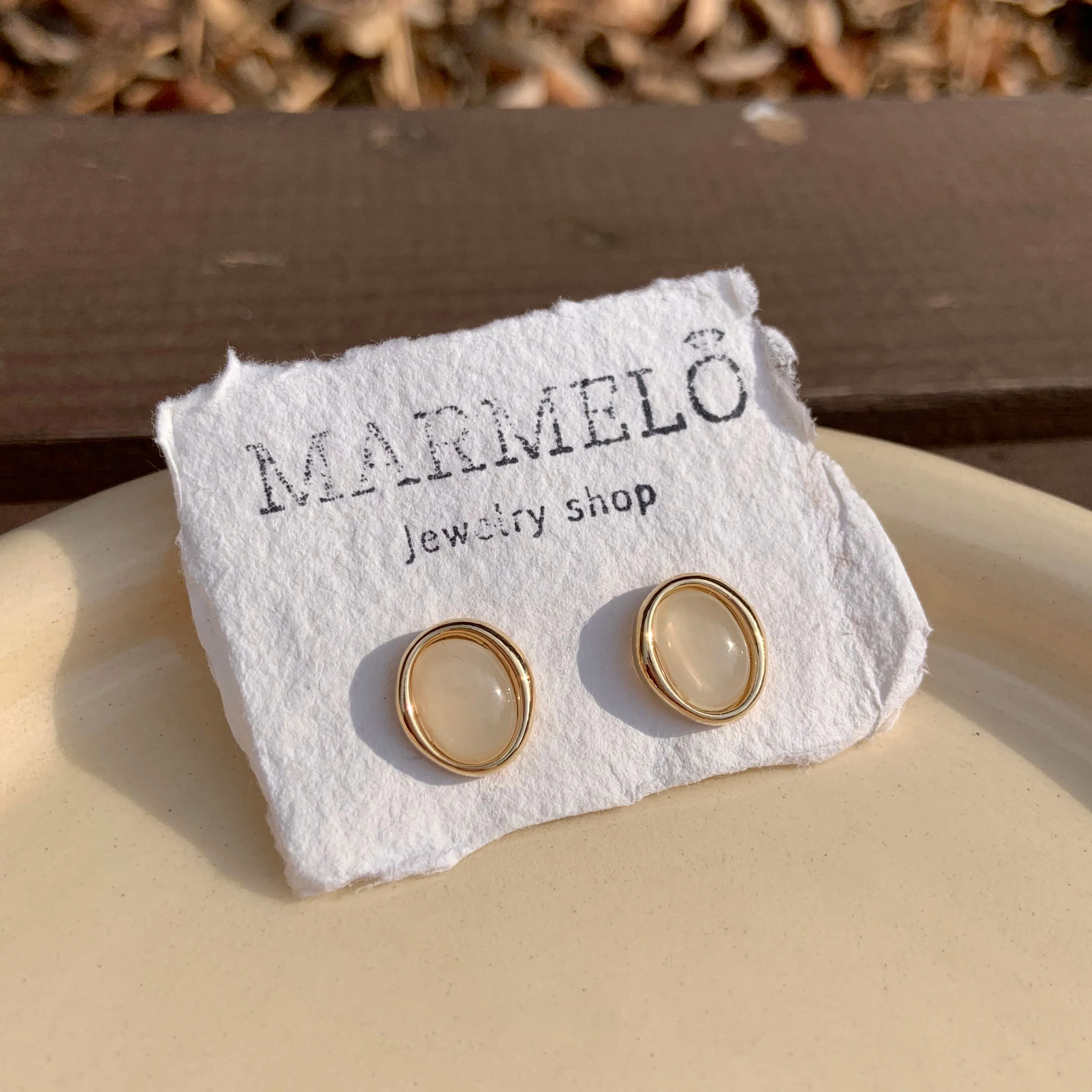 Dainty Simple Oval Shape Mini Stud Earrings - Pearl, Ivory, Green, Brown