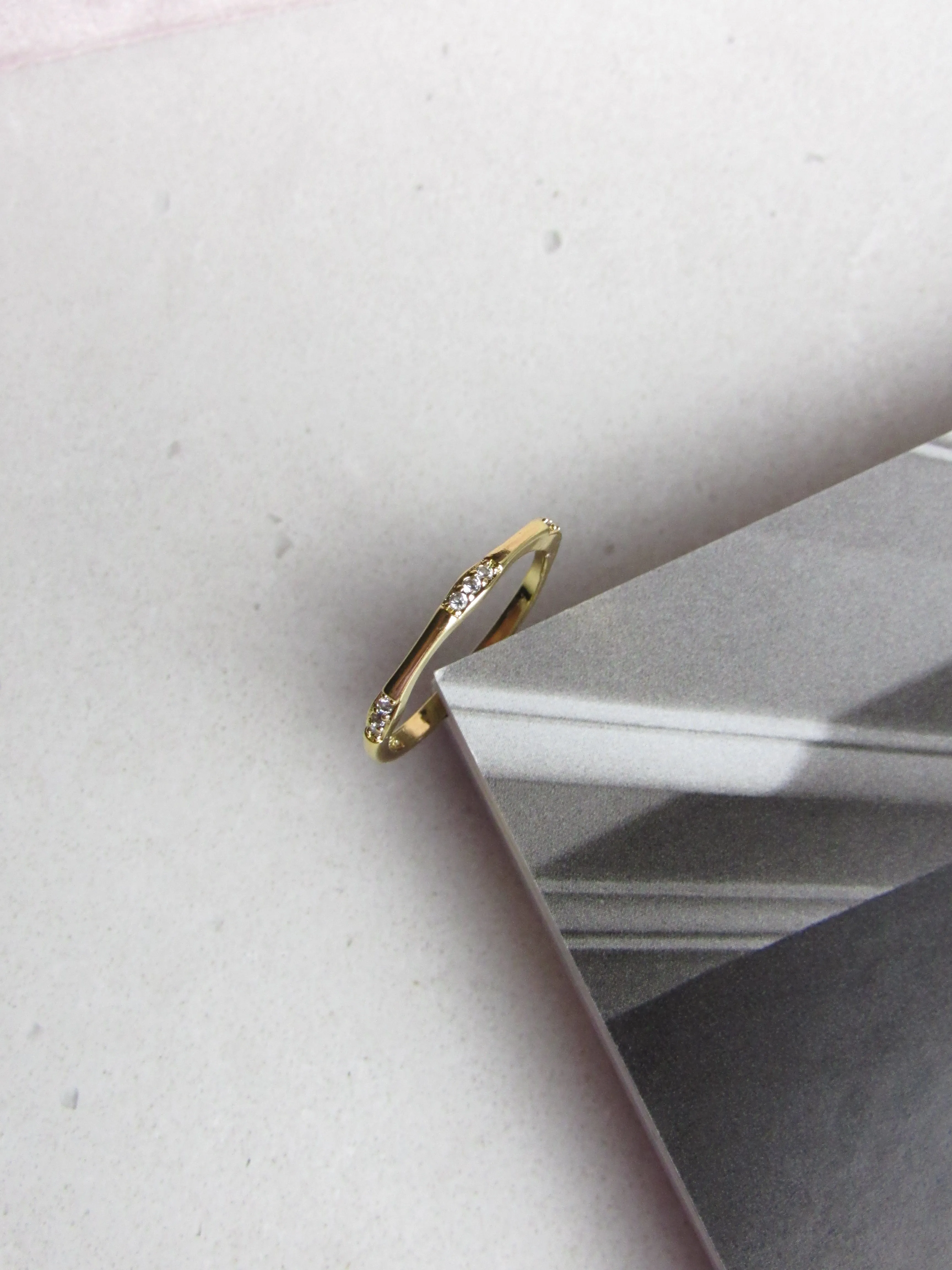 Dainty Sparkle Gold Stacking Ring