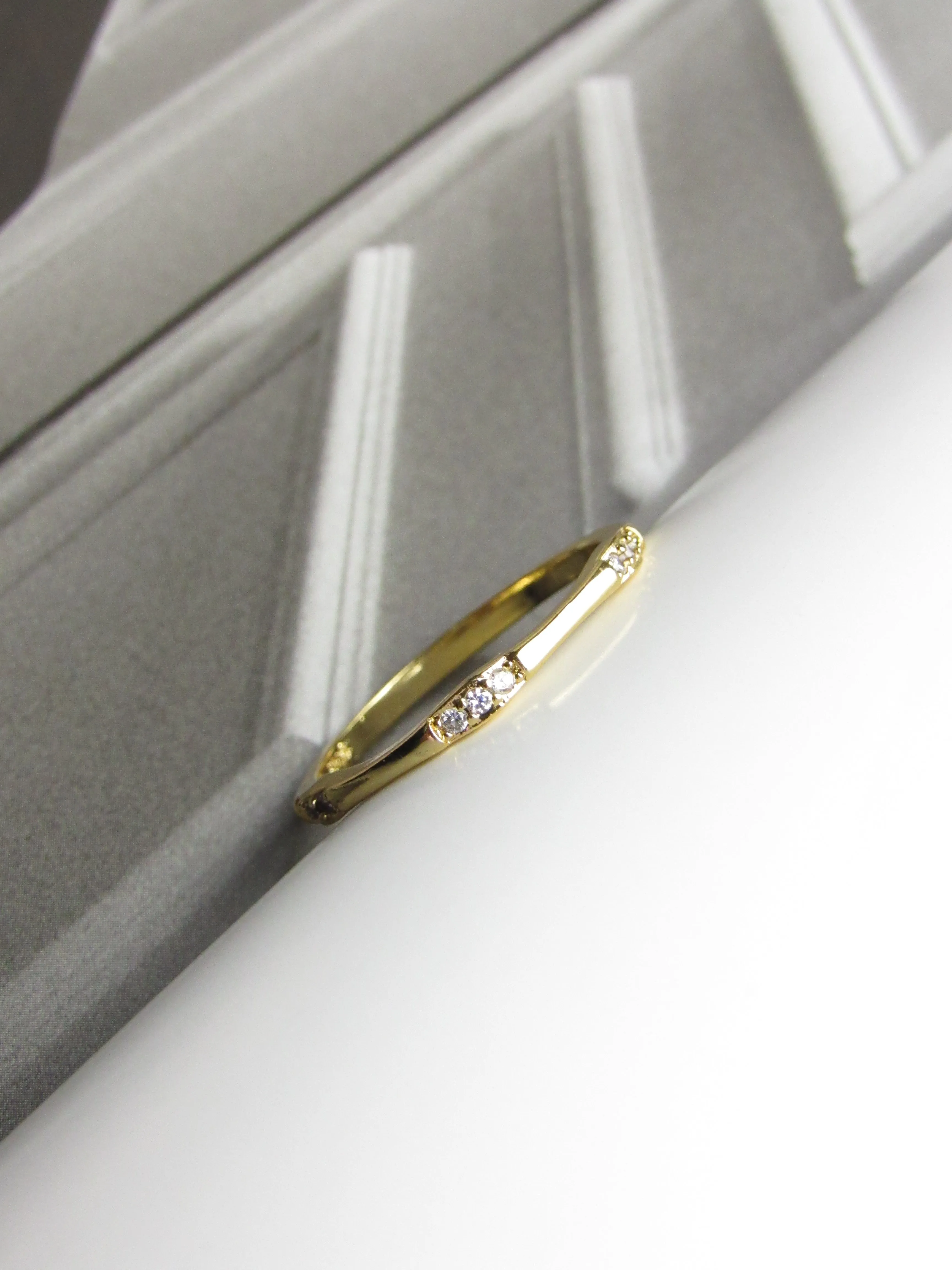 Dainty Sparkle Gold Stacking Ring