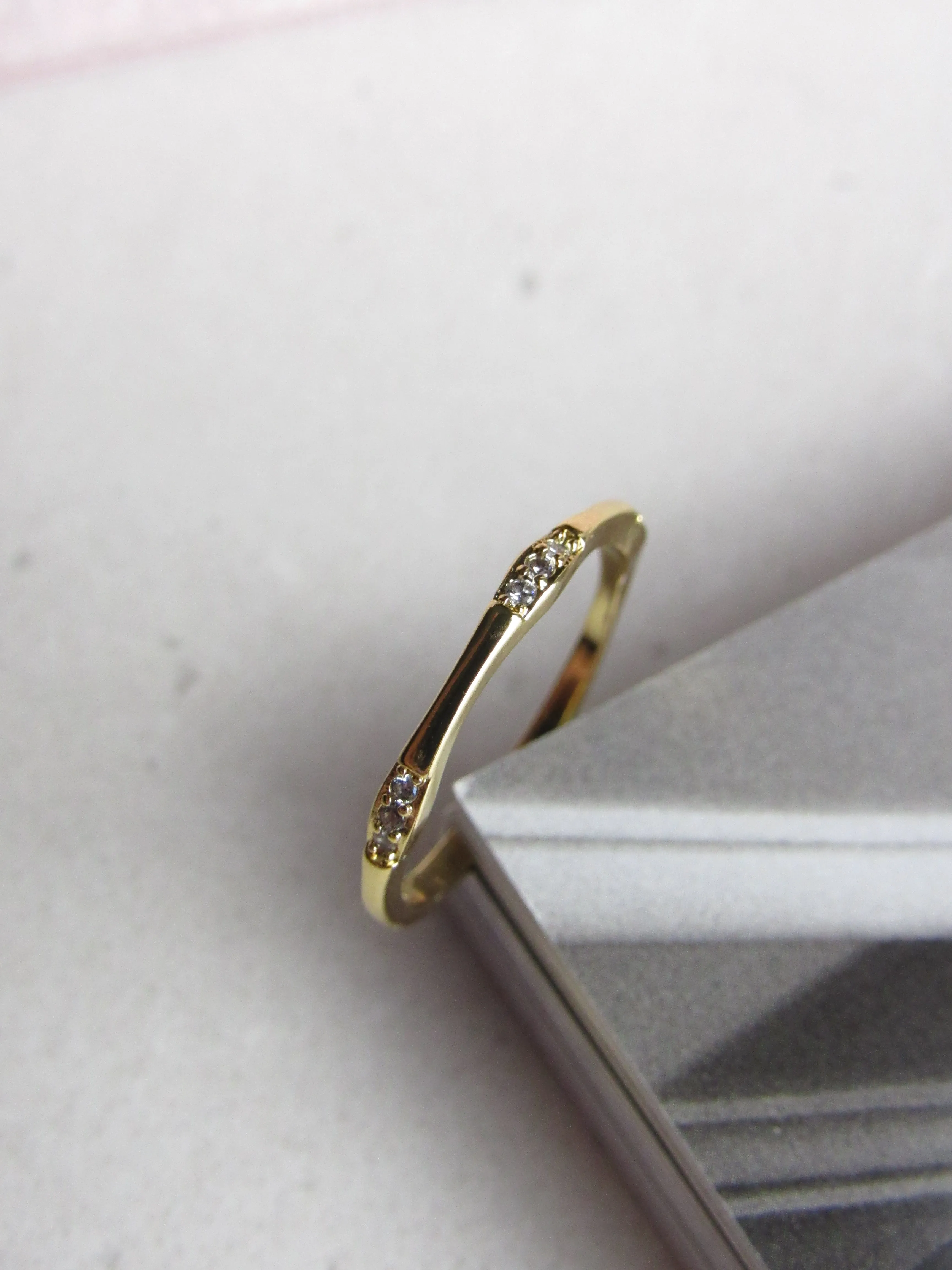 Dainty Sparkle Gold Stacking Ring