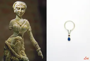 Dainty, stackable thin ring with a hanging lapis drop