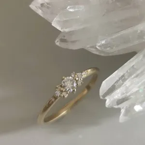Delicate engagement ring, Dainty diamond ring, thin gold diamond ring, diamond wedding ring