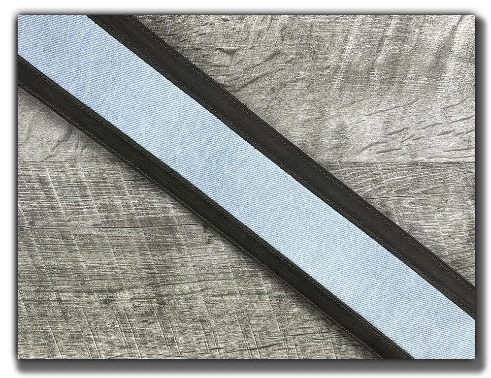 Denim- Aged Steel Leather Guitar Strap - Numbered Limited Edition