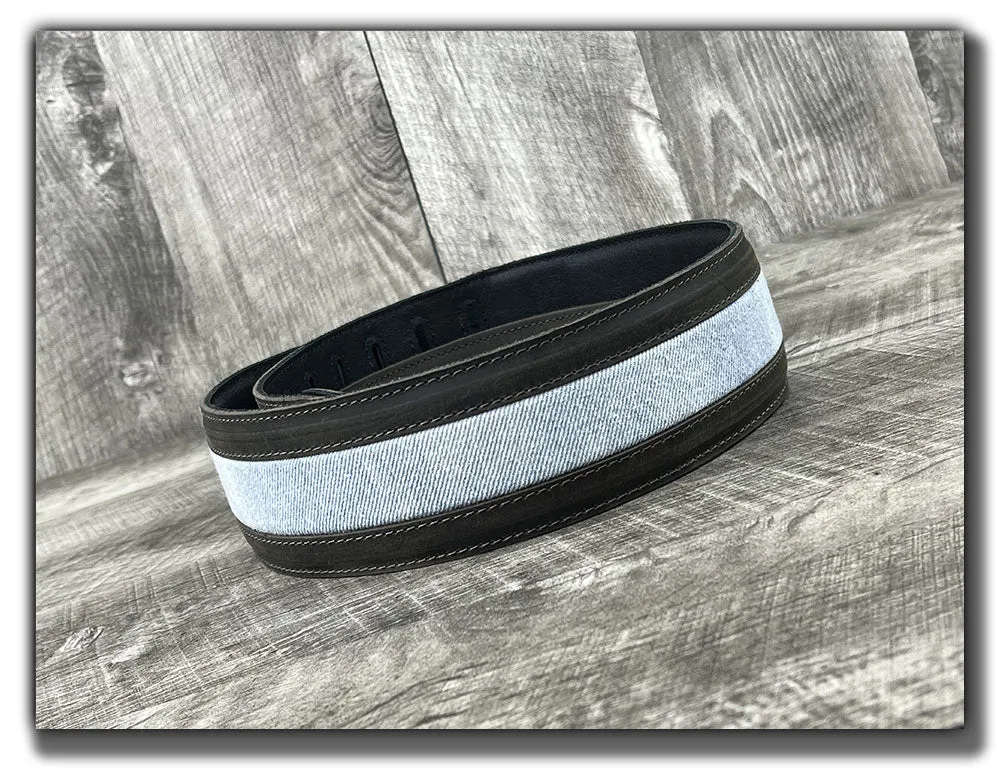Denim- Aged Steel Leather Guitar Strap - Numbered Limited Edition