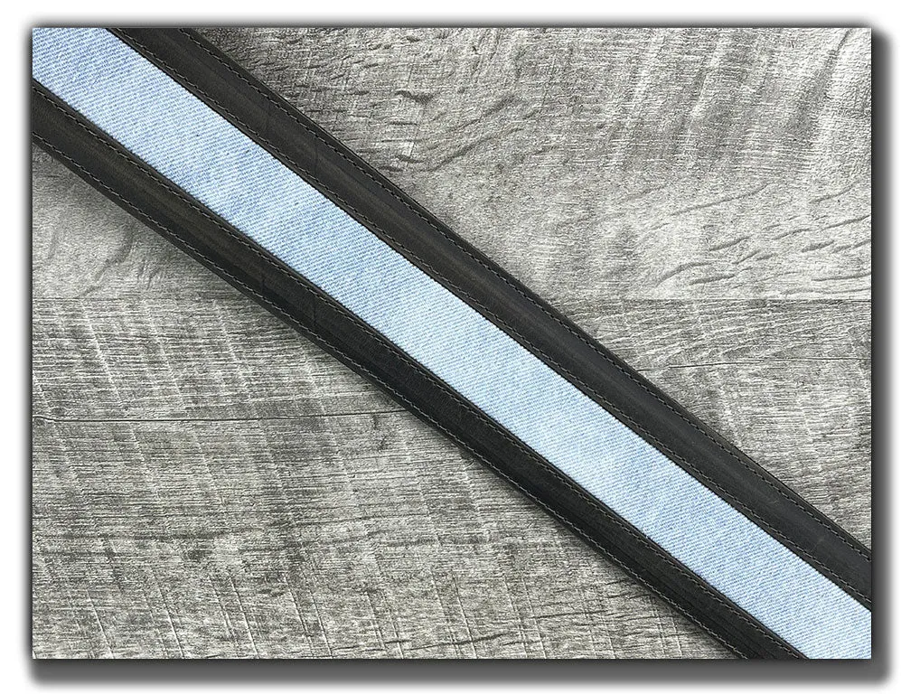 Denim- Aged Steel Leather Guitar Strap - Numbered Limited Edition