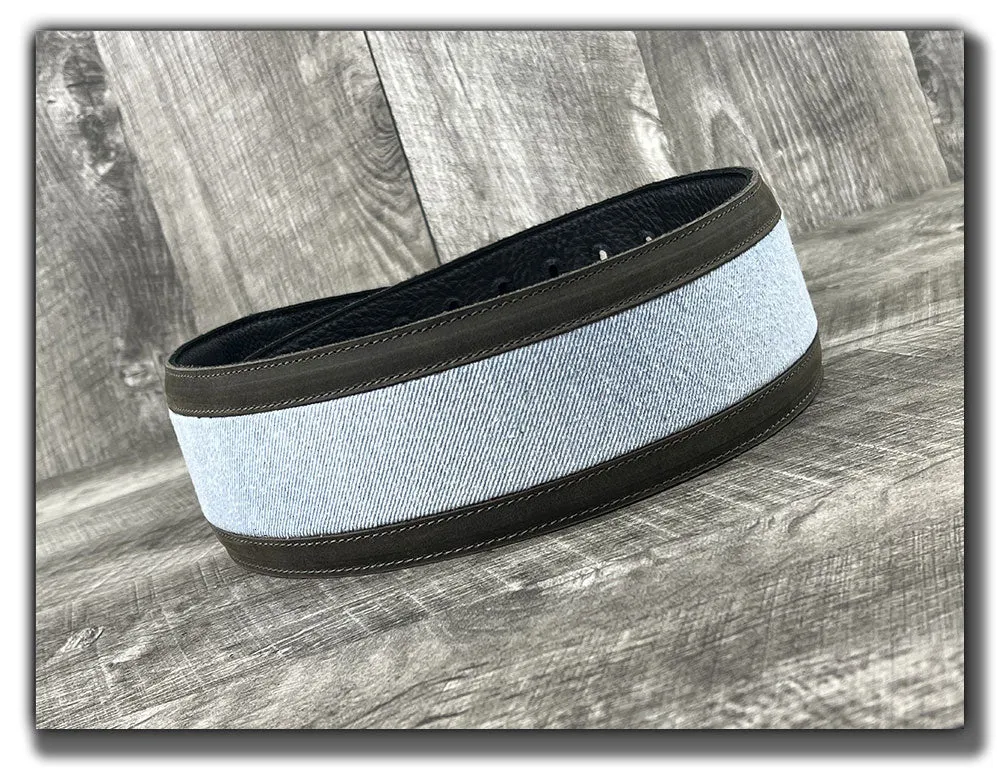 Denim- Aged Steel Leather Guitar Strap - Numbered Limited Edition