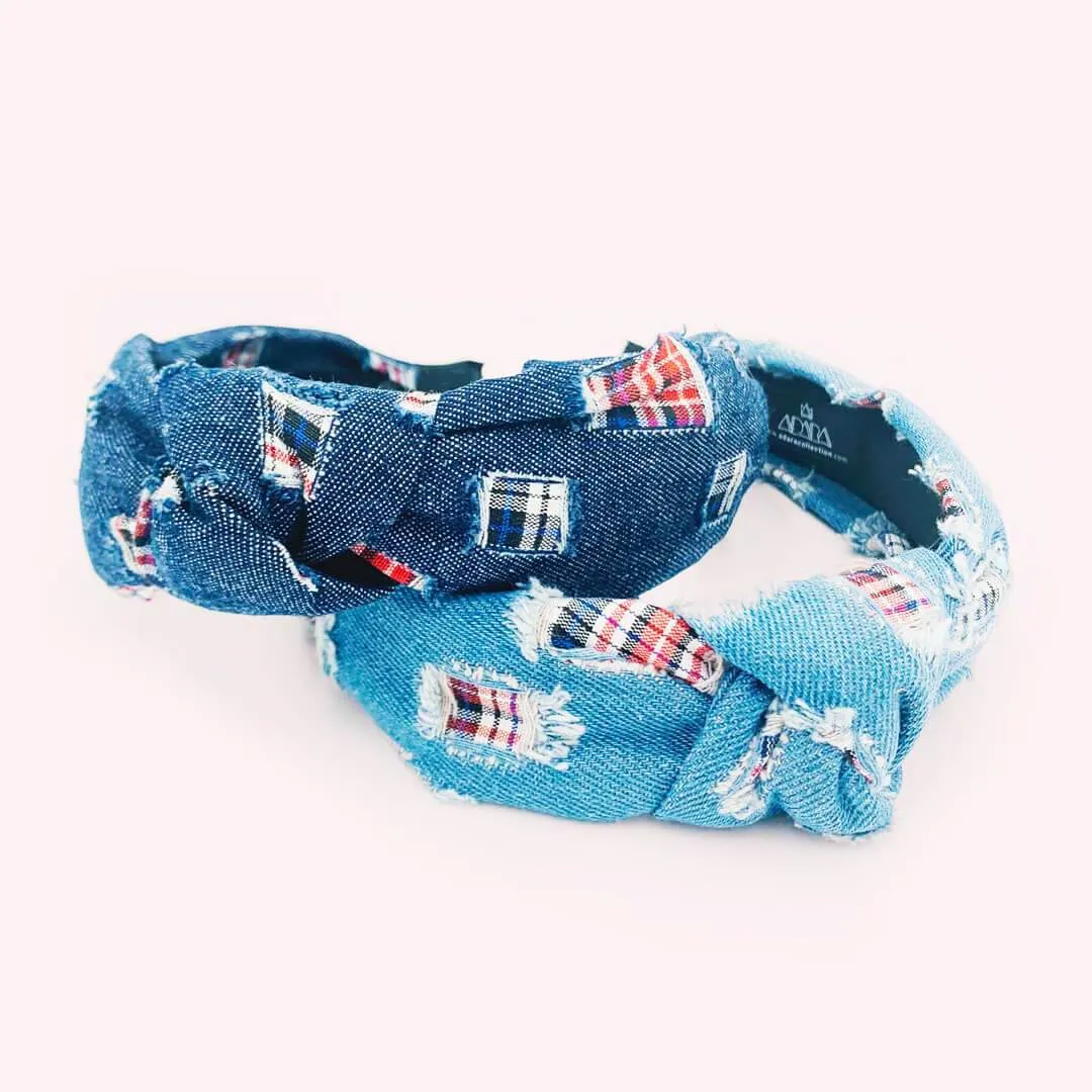 Denim Colored Knotted Headbands for Women • Country Model