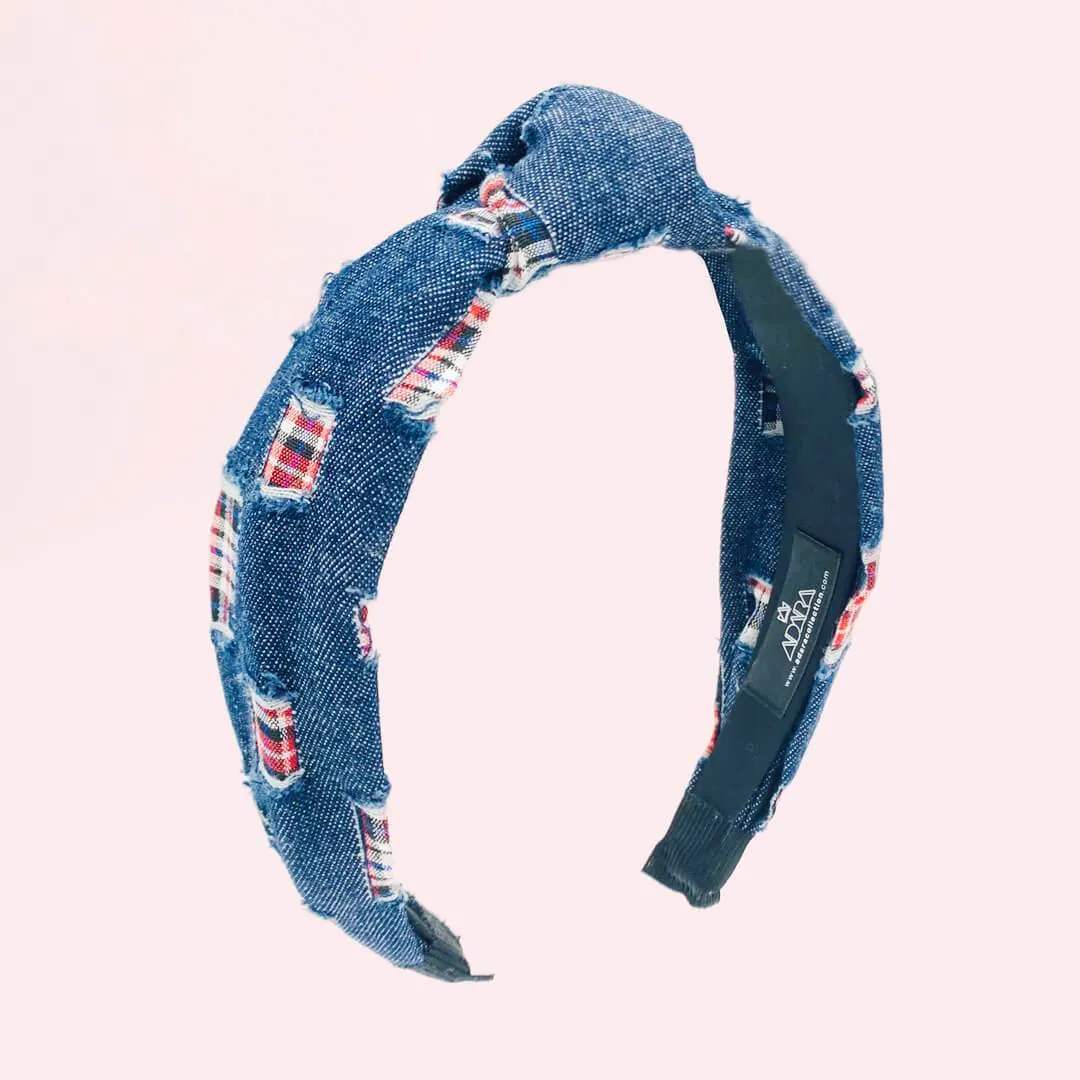 Denim Colored Knotted Headbands for Women • Country Model