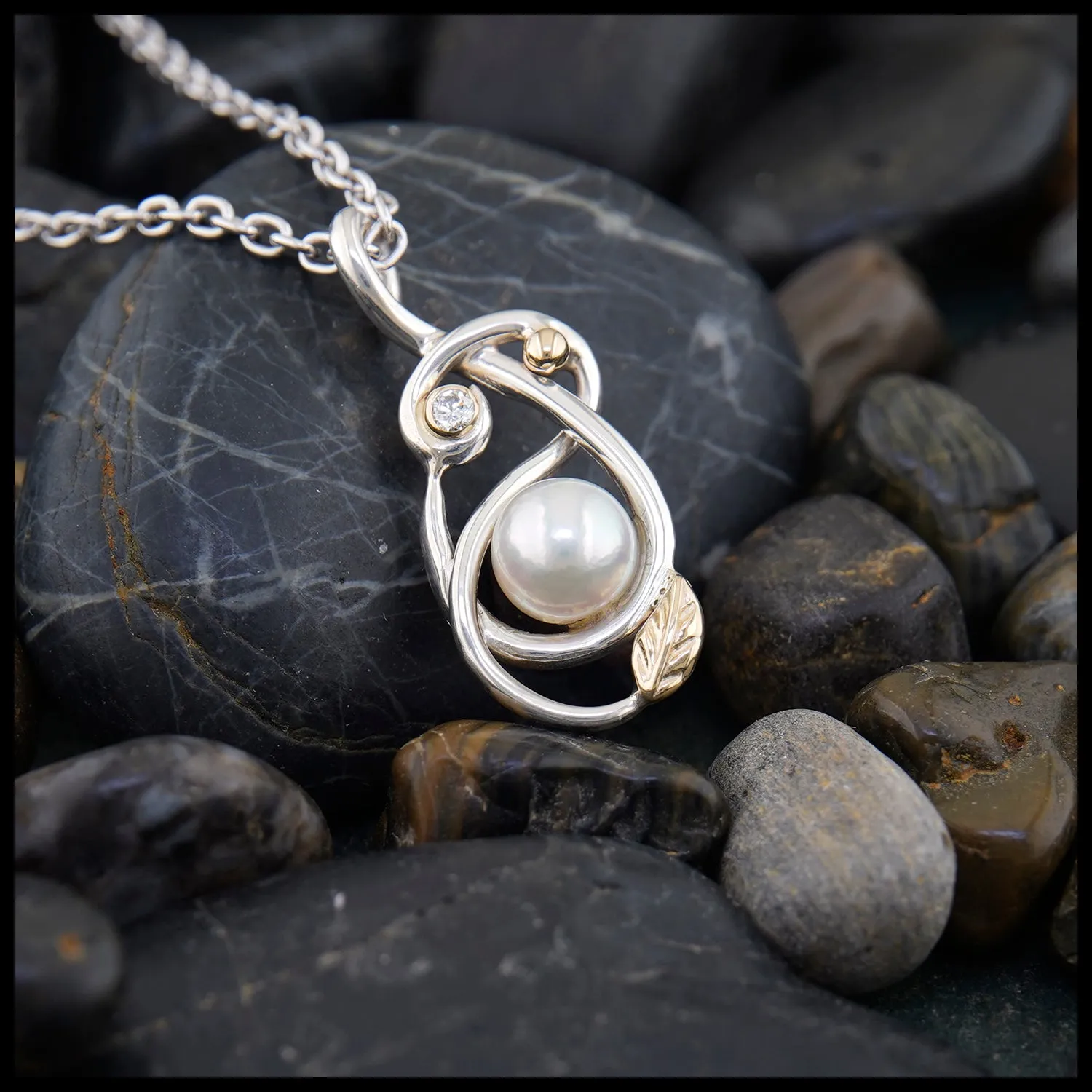 Diamond and Pearl Swirl Pendant