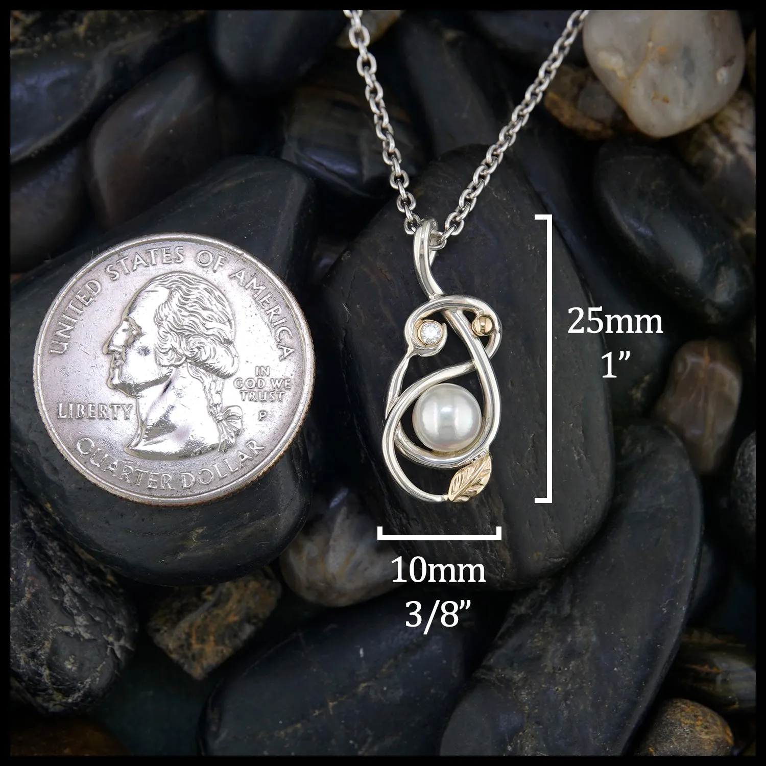 Diamond and Pearl Swirl Pendant
