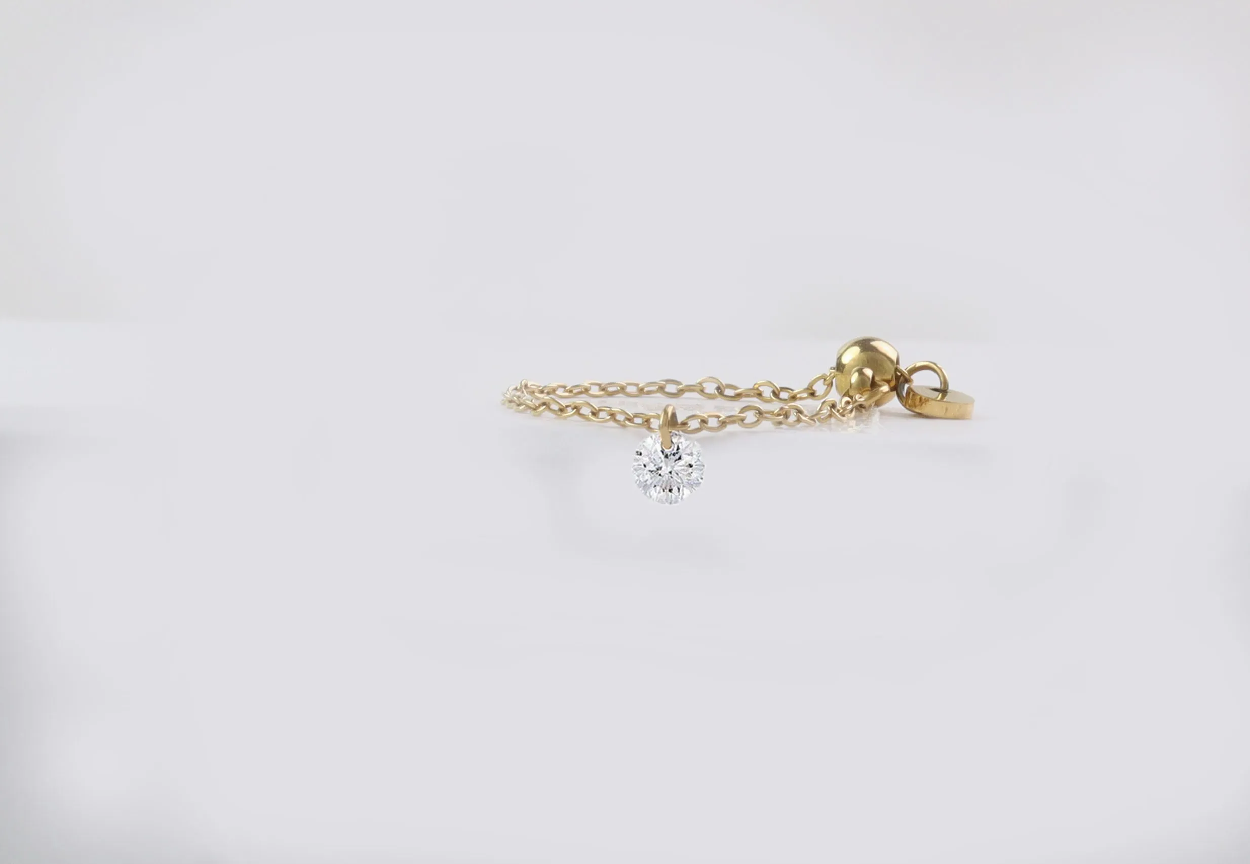 Diamond CZ Chain Ring, Floating Bare Diamond