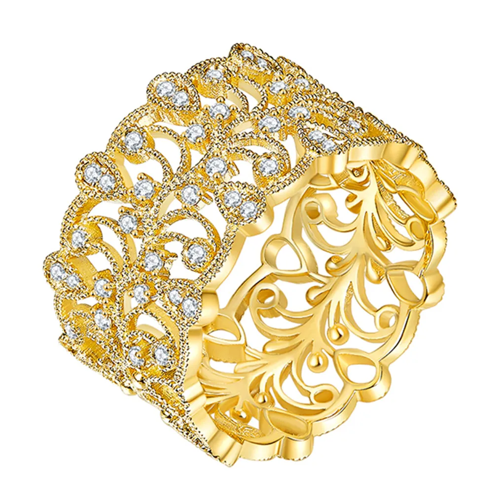 Diamond Filigree Hollow Wide Ring