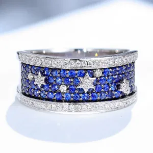 Diamond Sapphire 'Starry Night' Wide Ring